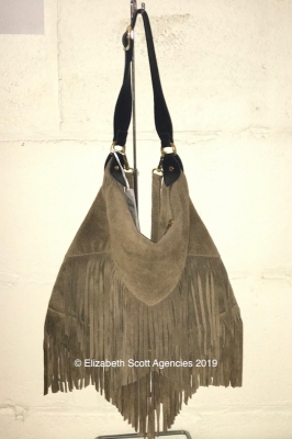 Suede Bag With Fringing And Leather Strap