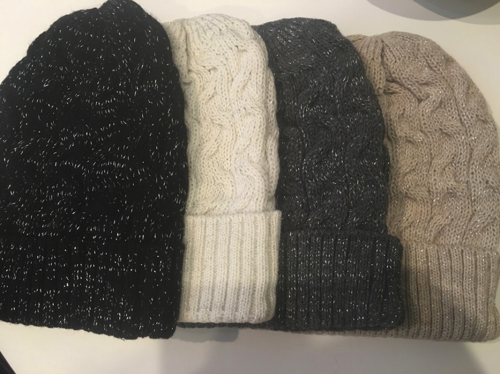 Cable Knit Beanie With Lurex - Click Image to Close