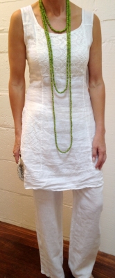 Linen Dress with Lace