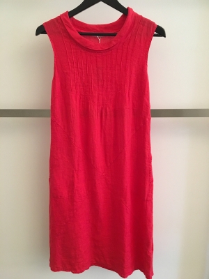 Linen Dress With Cowl Neck And Pin Tucking