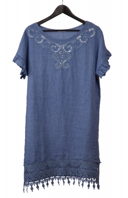 Luxe Linen Dress with Embroidery Detail