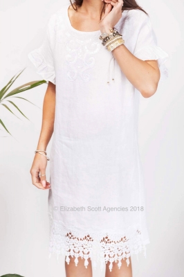 Luxe Linen Dress with Embroidery Detail