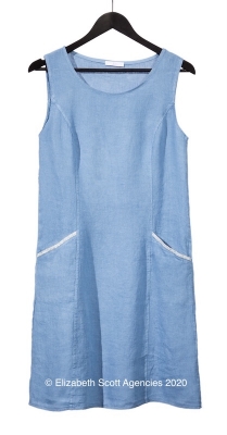 Linen Dress With Silver Trim Pockets