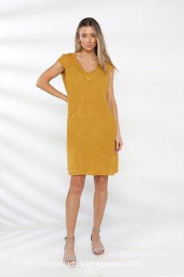 Lace Detail Neckline Dress With Cap Sleeve