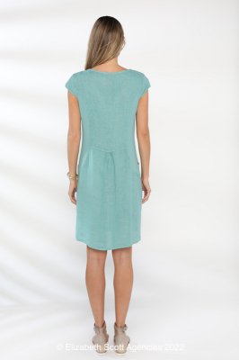 Lace Detail Neckline Dress With Cap Sleeve