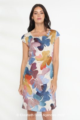 Butterfly Print Dress With Ribbed Back