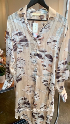 Waterlily Print Shirt Dress With Fine Lurex Detail