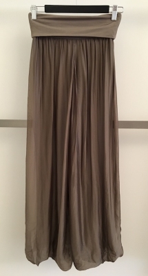 Silk Pants with Fold-Over Waistband