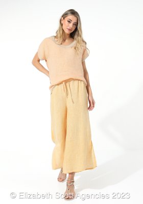 Linen Vintage Wash Pants With Drawstring
