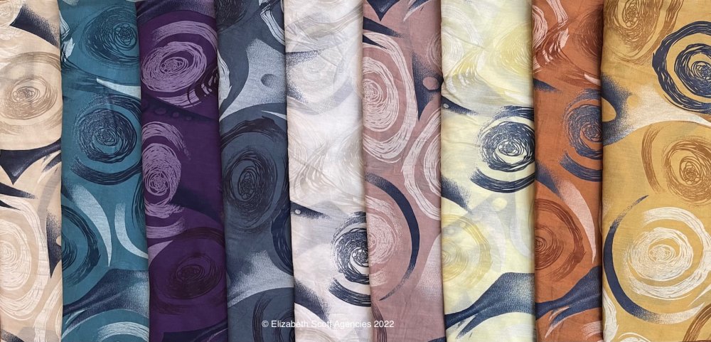Italian Silk/Cotton Swirl Print Scarf - Click Image to Close