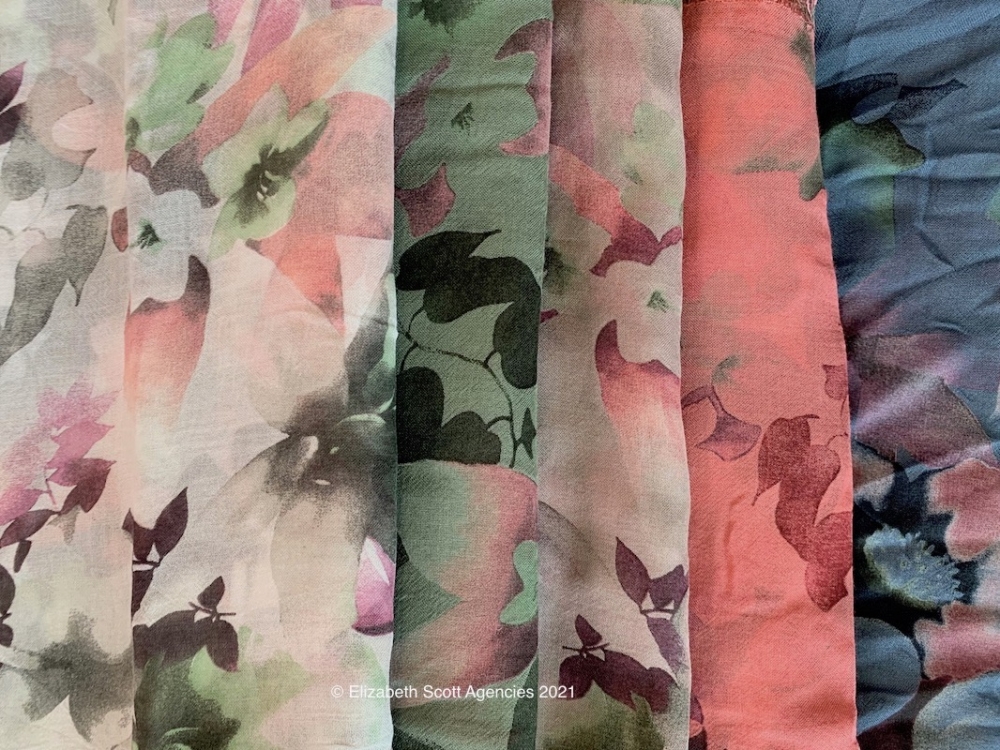Large Floral Print Scarf - Click Image to Close