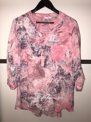 Sketched Floral Print Shirt With Sequin Pocket