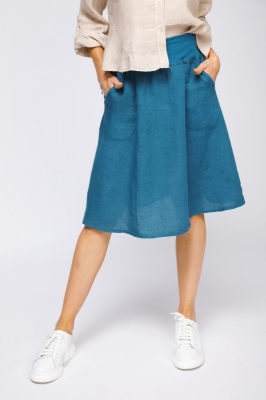 A-Line Linen Skirt with side Pockets