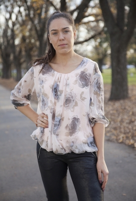 Floral Pure Silk Top With Lace Back