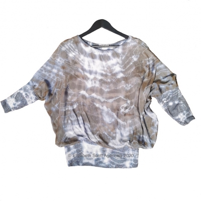 Hand Dyed Batwing Top with Lurex Trim