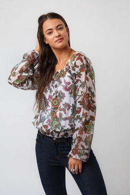 Paisley Print Silk Top With Camisole