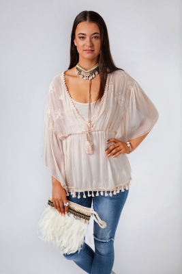 Embroidered Silk Top