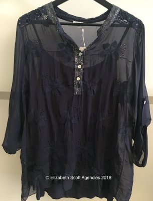 Embroidered Silk Top With Sequins and Camisole