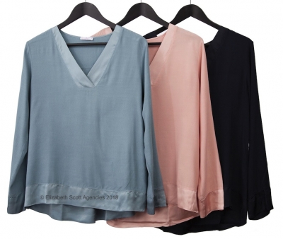 V Neck Top With Satin Contrast