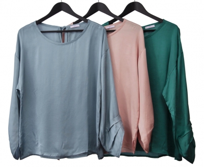 Satin Top With Layered Sleeve