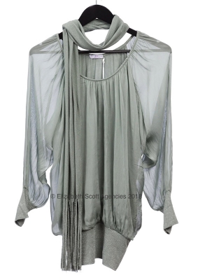 Batwing Top With Lurex Trim Scarf