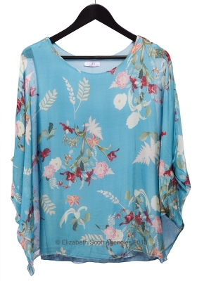 Silk/Viscose Vintage Spring Garden Print Top