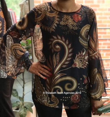 Paisley Floral Print Top With Sleeve Detail