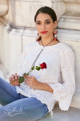 Broderie Anglaise Cotton Print Top With Frill Sleeve Detail Broderie Anglaise Cotton Print Top With Frill Sleeve Detail