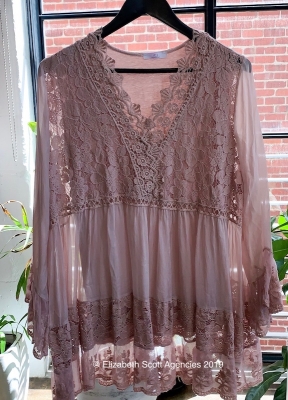 Silk V Neck Top With Crochet Detail Silk V Neck Top With Crochet Detail