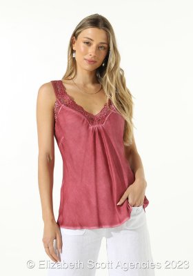 Satin Camisole With Lace Detail