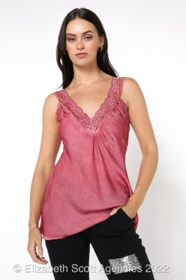 Satin Camisole With Lace Detail