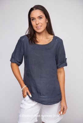 Linen Top With Mesh Detail Linen Top With Mesh Detail