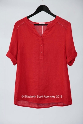 V Neck Linen Top With Button and Silver Beading V Neck Linen Top With Button and Silver Beading