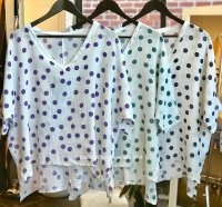 Linen/Cotton Top With Polka Dots Linen/Cotton Top With Polka Dots