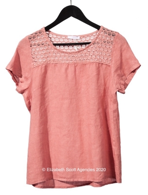 Linen Top With Lace Yoke