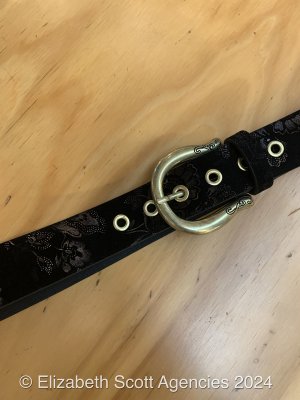 Black Velvet Print Belt