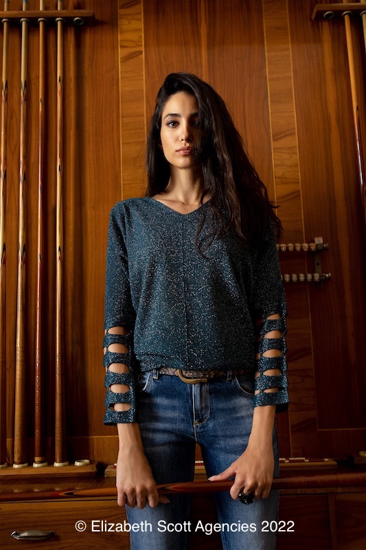 Lurex Knit With Sleeve Detail - Click Image to Close