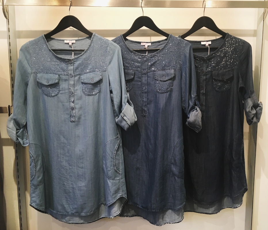 Tencel Shirt Dress With Sequins - Click Image to Close