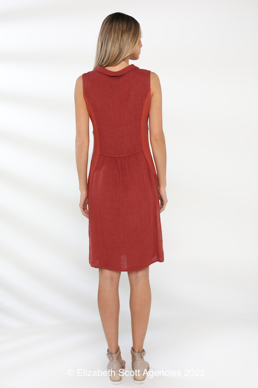 Cowl Neck Linen Dress With Button - Click Image to Close