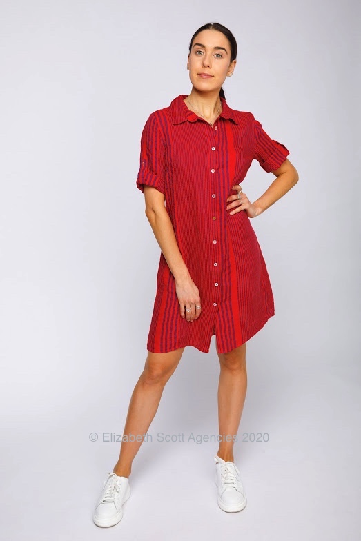 Stripe Shirt Linen Dress - Click Image to Close