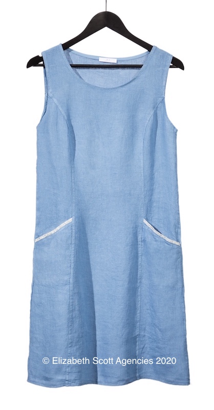 Linen Dress With Silver Trim Pockets - Click Image to Close