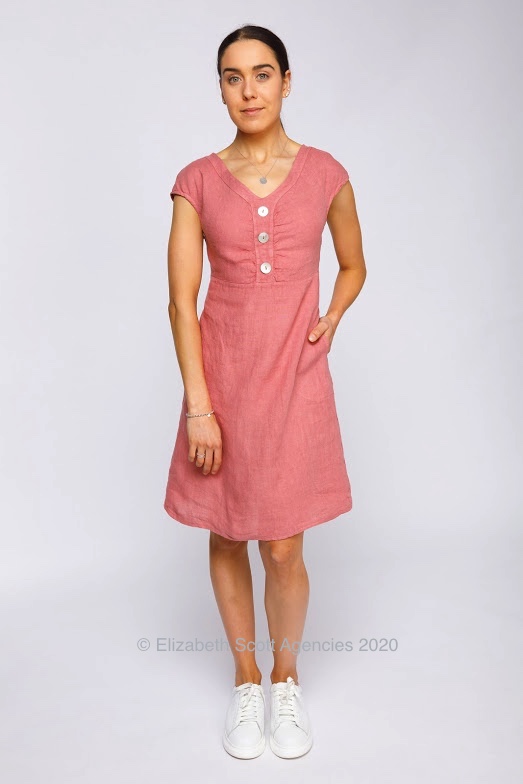 Linen Dress With Buttoned Front - Click Image to Close
