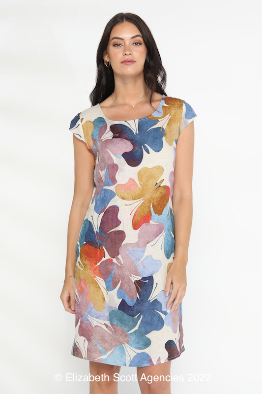 Butterfly Print Dress With Ribbed Back - Click Image to Close