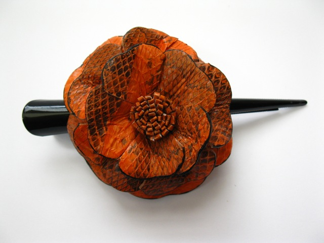 Snake Rose Hair Clip - Click Image to Close
