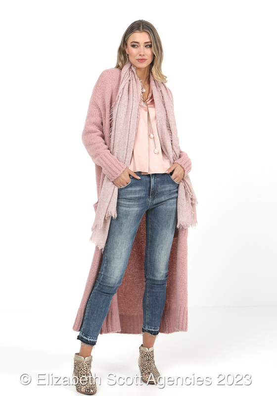 Victoria Wool Blend Long Line Cardigan - Click Image to Close