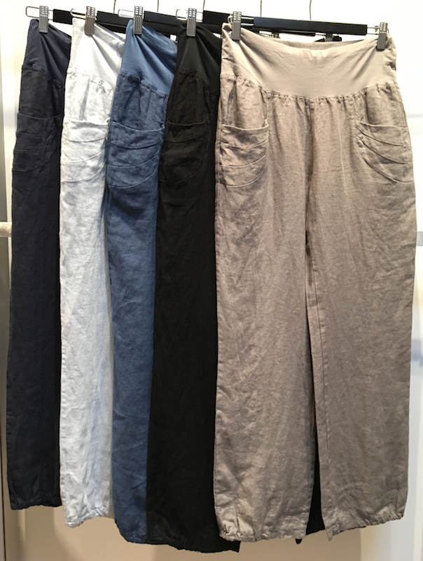 Linen Pants With Curved Pocket - Click Image to Close