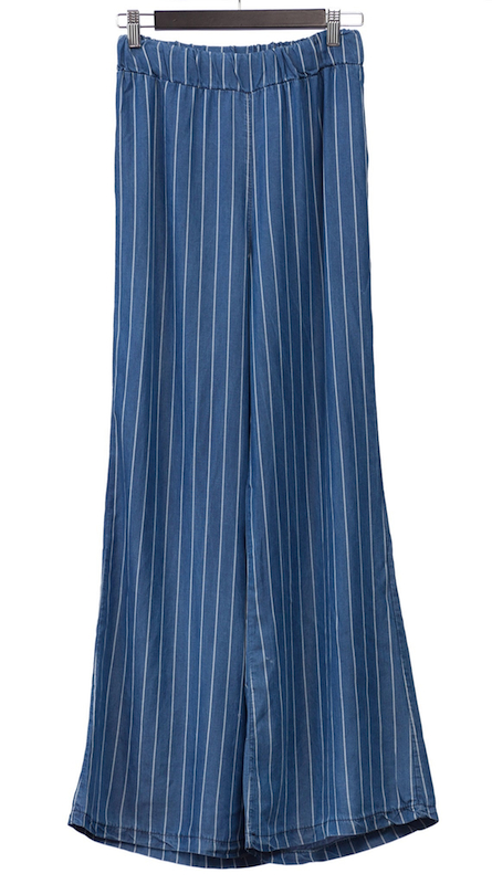 Flared Tencel Pants - Wide Stripe - Click Image to Close