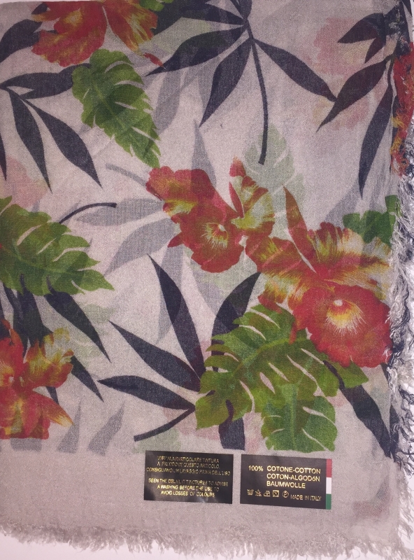 Italian Micromodal Vintage Tropical Print Scarf - Click Image to Close