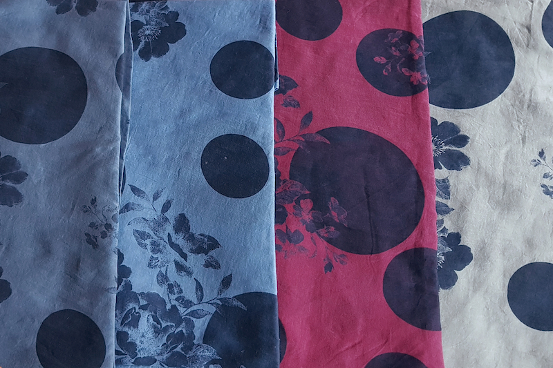 Large Spot with Flower Scarf - Indigo Print - Click Image to Close