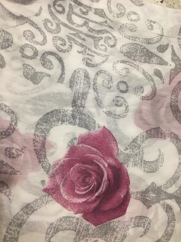 Italian Silk/Cotton Floral With Lace Print Scarf - Click Image to Close